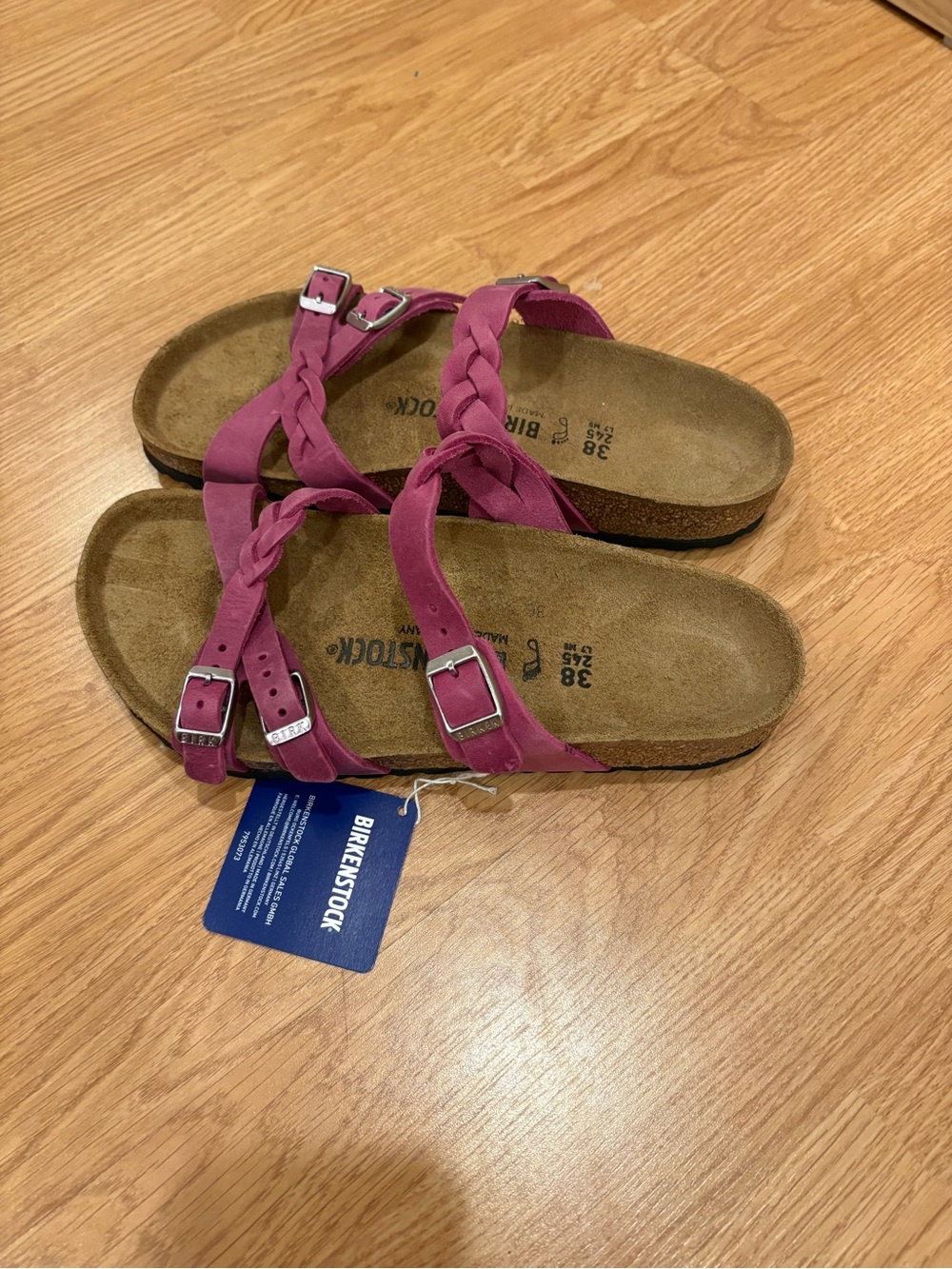 Birkenstock Braided Pink Double-Strap Sandals